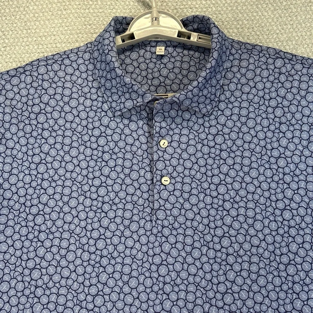 Peter Millar Polo Shirt Mens XL Blue Runner Performance Jersey Summer Comfort - Picture 2 of 16